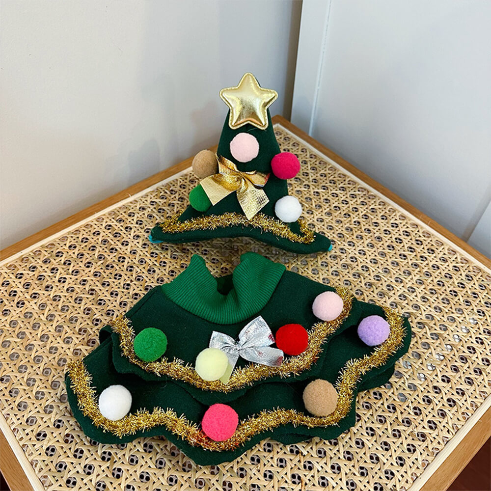 Weihnachtsbaum Hut Umhang Outfit Cosplay Hund & Katze Kostüm