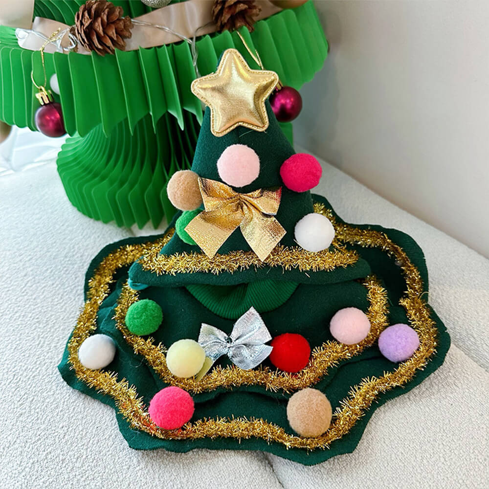 Weihnachtsbaum Hut Umhang Outfit Cosplay Hund & Katze Kostüm