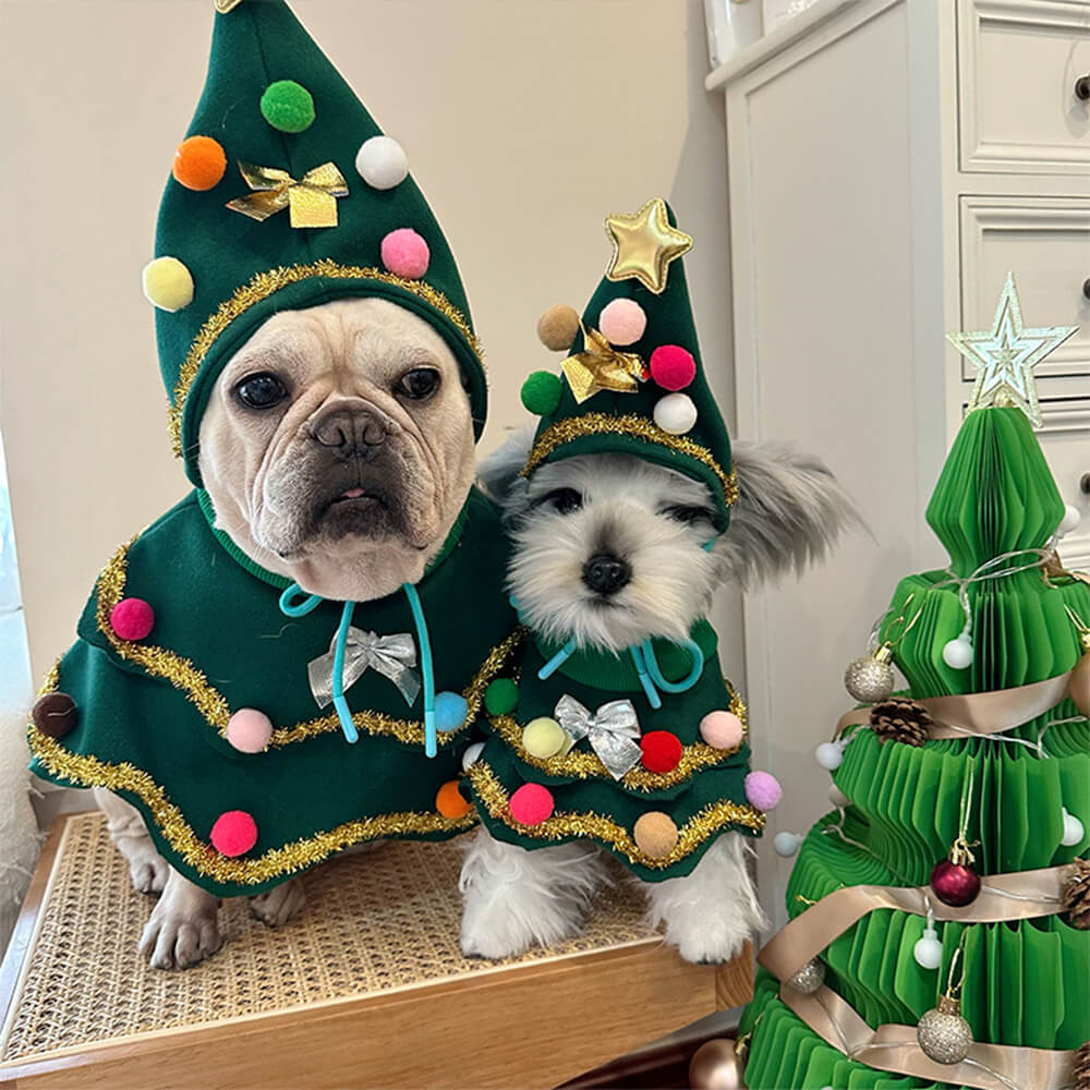 Weihnachtsbaum Hut Umhang Outfit Cosplay Hund & Katze Kostüm