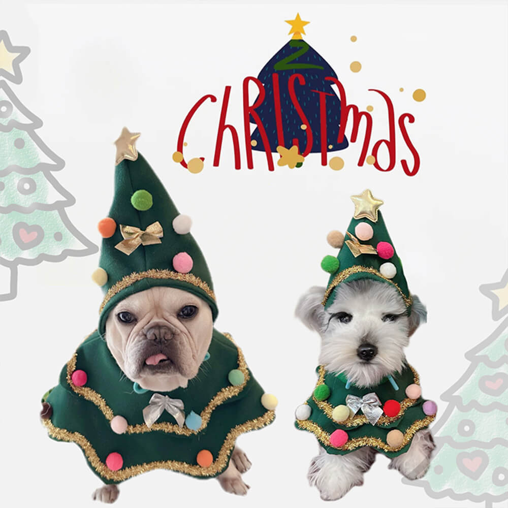 Weihnachtsbaum Hut Umhang Outfit Cosplay Hund & Katze Kostüm