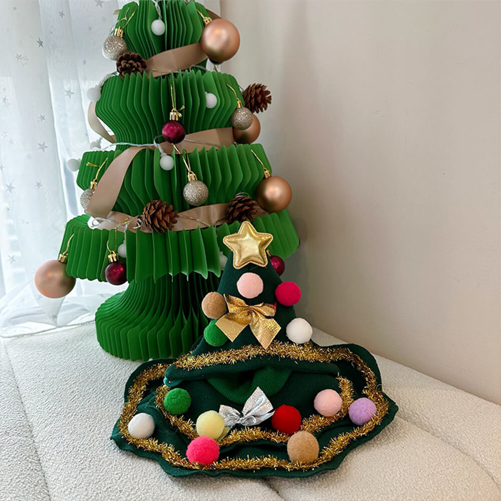 Weihnachtsbaum Hut Umhang Outfit Cosplay Hund & Katze Kostüm