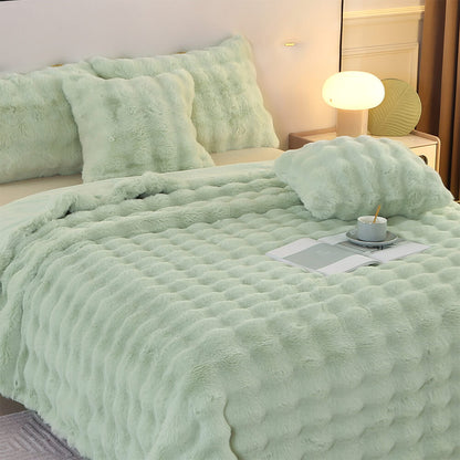 Frendorf | Premium Bubble Doppel-Layer Verdickte Faux Kaninchenfell Decke