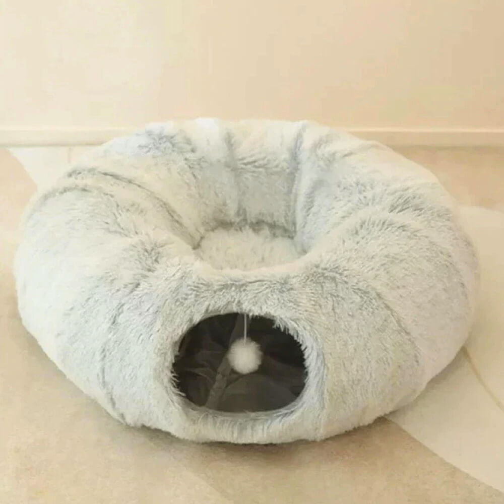 2 in 1 faltbarer Indoor weicher runder Katzen-Tunnel-Bett