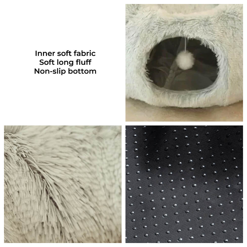 2 in 1 faltbarer Indoor weicher runder Katzen-Tunnel-Bett