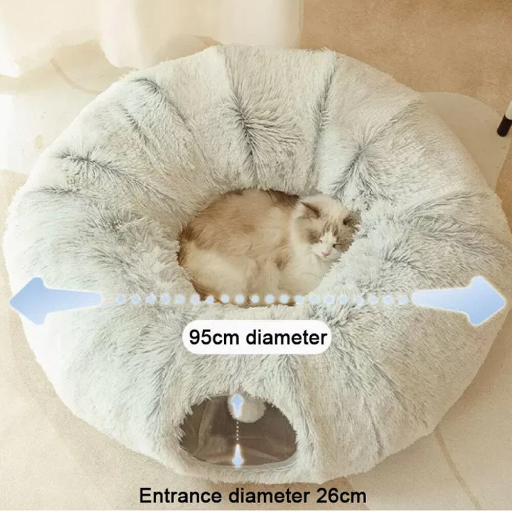 2 in 1 faltbarer Indoor weicher runder Katzen-Tunnel-Bett
