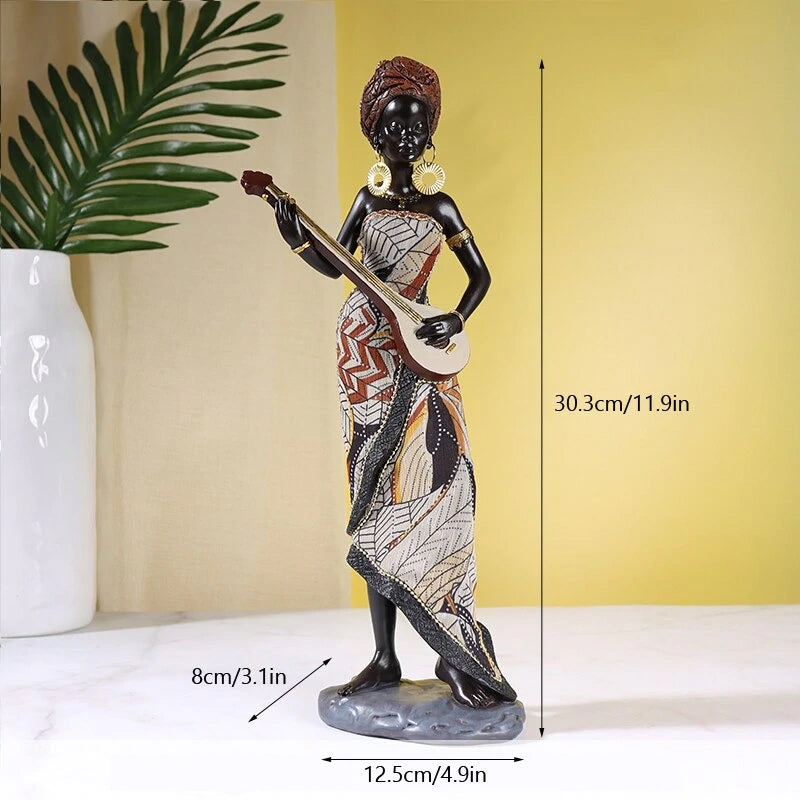 Afrikanische weibliche Musiker-Skulptur