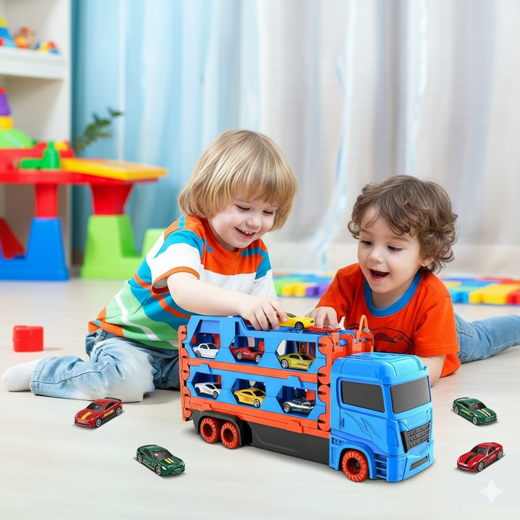 Frendorf | Auto Spieltruck mit Faltbarer Katapult Rennstrecke