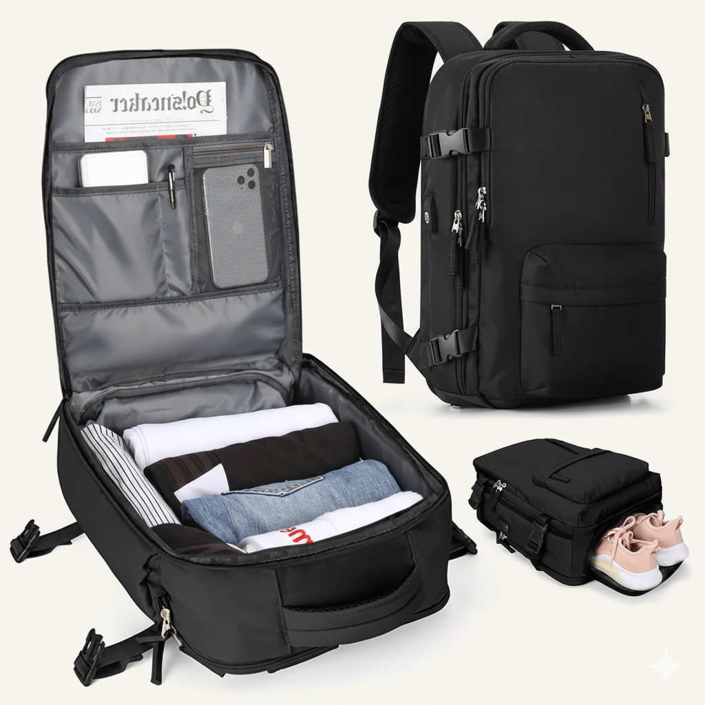 Frendorf | Unisex Reise- & Wanderrucksack (35L) | Wasserdicht, USB-Anschluss & Anti-Diebstahl