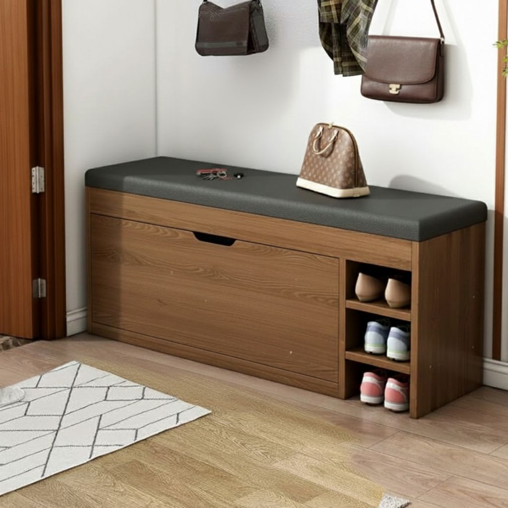 Frendorf | 3-in-1 Schuhschrank-Sitzbank mit Klappsystem | Ordnung & Komfort für Ihren Flur