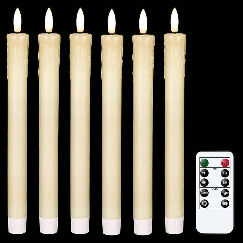 Flammenlose flackernde Spitzkerzen mit 2 Fernbedienungen und Timer, echtes Wachs 3D Docht Licht Fensterkerzen batteriebetrieben, Weihnachtsheim Hochzeitsdeko