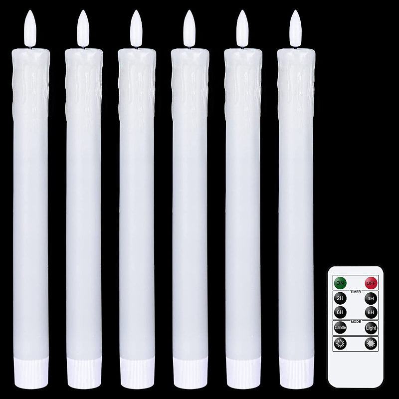 Flammenlose flackernde Spitzkerzen mit 2 Fernbedienungen und Timer, echtes Wachs 3D Docht Licht Fensterkerzen batteriebetrieben, Weihnachtsheim Hochzeitsdeko