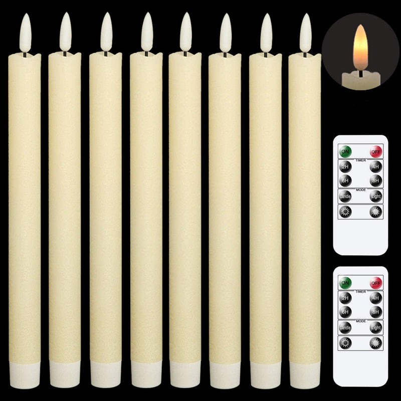 Flammenlose flackernde Spitzkerzen mit 2 Fernbedienungen und Timer, echtes Wachs 3D Docht Licht Fensterkerzen batteriebetrieben, Weihnachtsheim Hochzeitsdeko