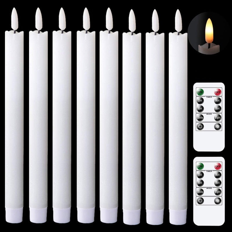Flammenlose flackernde Spitzkerzen mit 2 Fernbedienungen und Timer, echtes Wachs 3D Docht Licht Fensterkerzen batteriebetrieben, Weihnachtsheim Hochzeitsdeko
