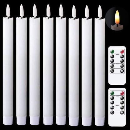 Flammenlose flackernde Spitzkerzen mit 2 Fernbedienungen und Timer, echtes Wachs 3D Docht Licht Fensterkerzen batteriebetrieben, Weihnachtsheim Hochzeitsdeko