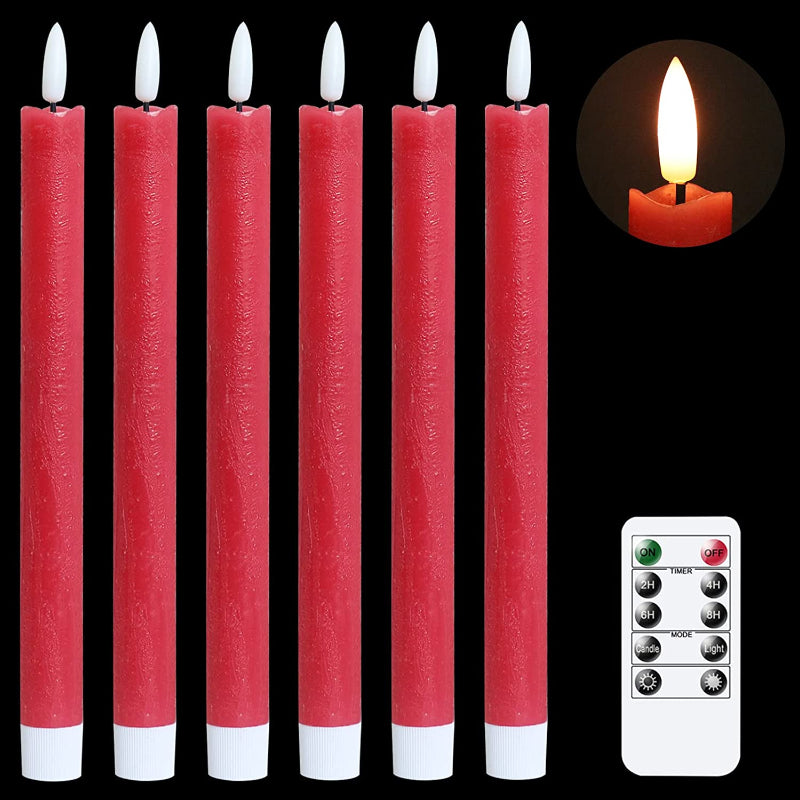 Flammenlose flackernde Spitzkerzen mit 2 Fernbedienungen und Timer, echtes Wachs 3D Docht Licht Fensterkerzen batteriebetrieben, Weihnachtsheim Hochzeitsdeko
