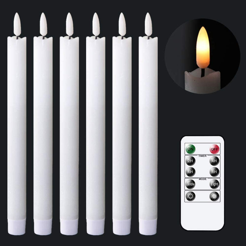 Flammenlose flackernde Spitzkerzen mit 2 Fernbedienungen und Timer, echtes Wachs 3D Docht Licht Fensterkerzen batteriebetrieben, Weihnachtsheim Hochzeitsdeko