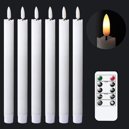 Flammenlose flackernde Spitzkerzen mit 2 Fernbedienungen und Timer, echtes Wachs 3D Docht Licht Fensterkerzen batteriebetrieben, Weihnachtsheim Hochzeitsdeko