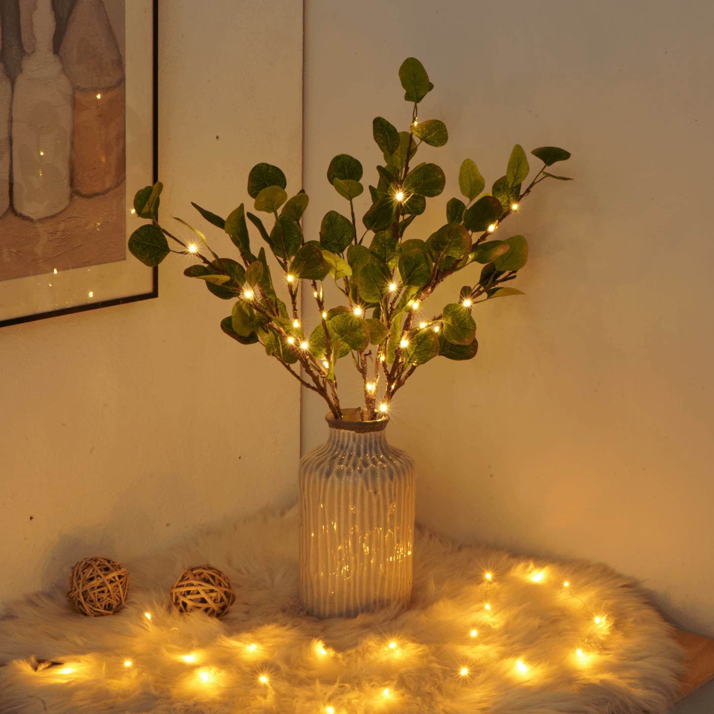 Frendorf | FairyGlow Olivenzweig LED Lichterkette | Feenlicht Dekoration | Stimmungsvolle Beleuchtung für Zuhause