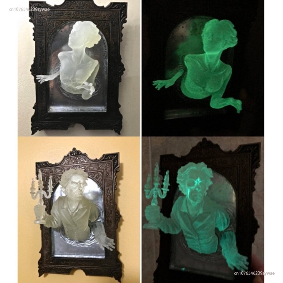 Gespenst im Spiegel Wandplakette Halloween Horror Skulptur Teufelshand Leuchtende Anzeige Spiegel Harz Kunsthandwerk Wohnkultur Neu 2023