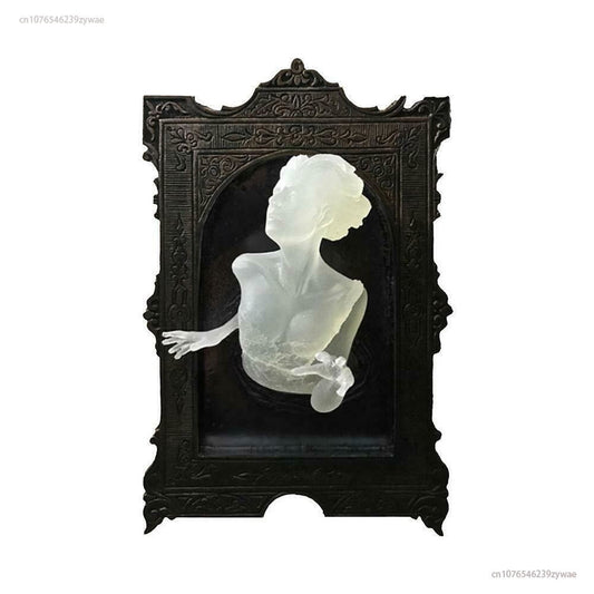 Gespenst im Spiegel Wandplakette Halloween Horror Skulptur Teufelshand Leuchtende Anzeige Spiegel Harz Kunsthandwerk Wohnkultur Neu 2023