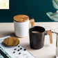 Geschenkpaket mit Holzgriff und Deckel Kaffeetasse Liebhaber Kaffeetassen Keramiktasse Set aus Holztasse