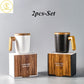 Geschenkpaket mit Holzgriff und Deckel Kaffeetasse Liebhaber Kaffeetassen Keramiktasse Set aus Holztasse