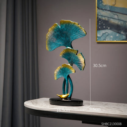 Ginkgo-Blatt Statue Einfache Wohnzimmer Dekoration Zuhause Metallhandwerk Moderne Pflanze Skulptur Ästhetische Raum Ornamente Regal Dekor