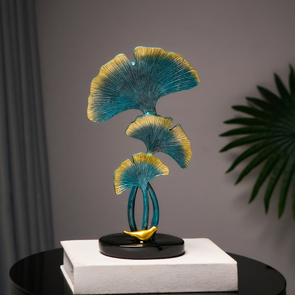 Ginkgo-Blatt Statue Einfache Wohnzimmer Dekoration Zuhause Metallhandwerk Moderne Pflanze Skulptur Ästhetische Raum Ornamente Regal Dekor