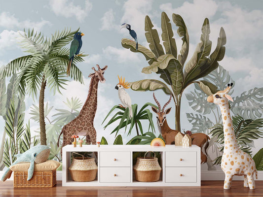 Frendorf | Giraffe Antilope bewölkter Himmel Tapete Wandbild