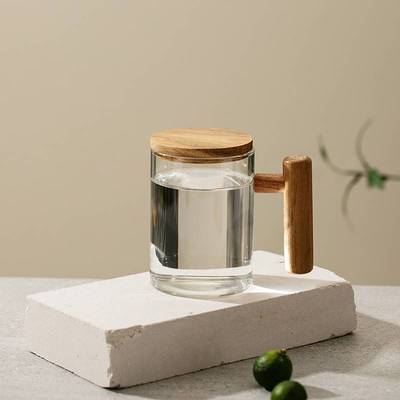 Glas Teetasse mit Sieb und Deckel, Glas Teebecher, große Teetasse mit Holzgriff für losen Tee