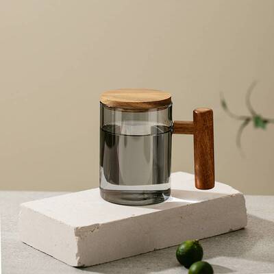 Glas Teetasse mit Sieb und Deckel, Glas Teebecher, große Teetasse mit Holzgriff für losen Tee