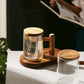 Glas Teetasse mit Sieb und Deckel, Glas Teebecher, große Teetasse mit Holzgriff für losen Tee