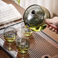 Glas Teekanne mit Holzgriff Chinesische Teezermonie Reiner Tee Kung Fu Tee Transparentes Teewaren-Set Seitenhandgriff Glaswasserkocher