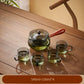 Glas Teekanne mit Holzgriff Chinesische Teezermonie Reiner Tee Kung Fu Tee Transparentes Teewaren-Set Seitenhandgriff Glaswasserkocher