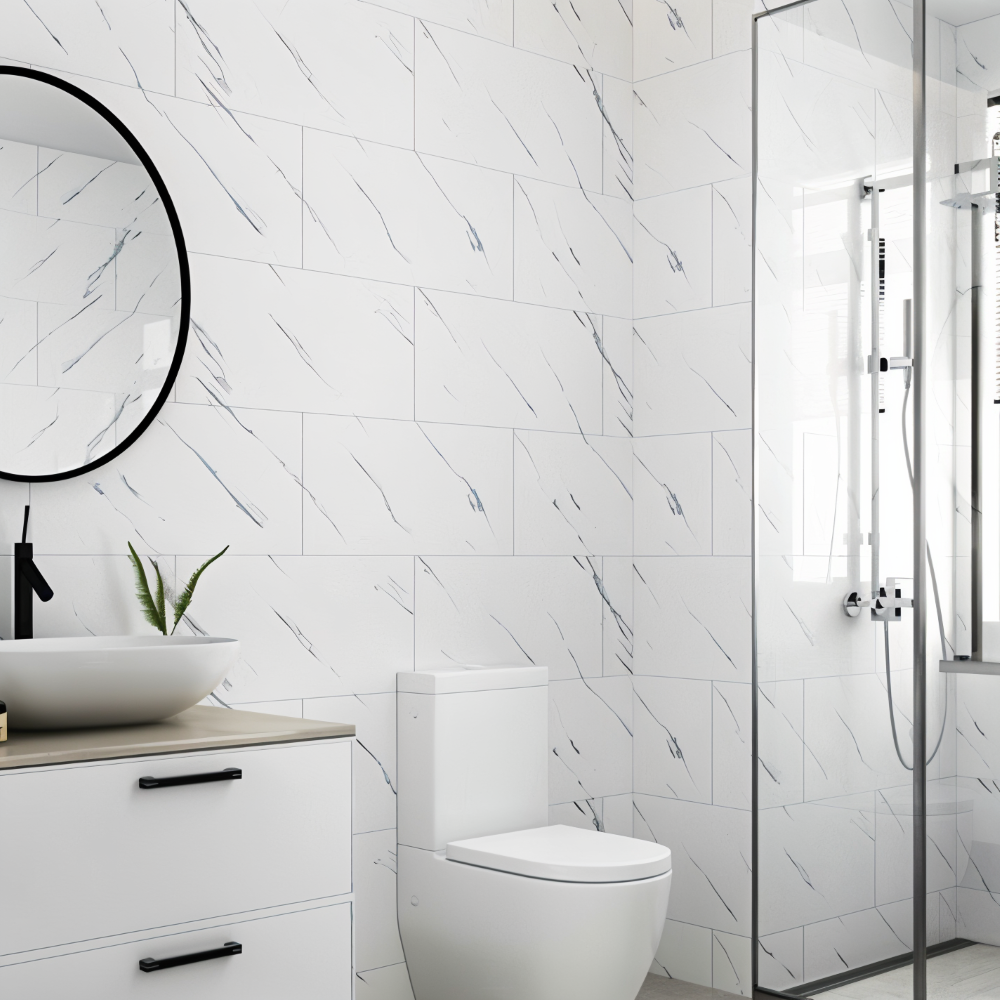 Frendorf | GlossyLux PVC Wandpaneele – Wasserfest & Selbstklebend für Bad & Küche (30×60 cm)