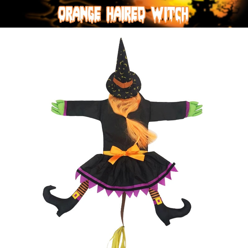 Glow Halloween Hexenpuppe Innenhofhexe, die in Baum kracht, LED Halloween Dekoration Spielzeug, lustige Türveranda Baum Dekoration