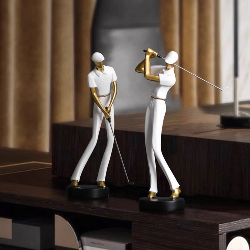 Golf Mensch Statue Harzkunst Kreative Skulptur Büro Dekor Zubehör Moderne Handwerkskunst Schrank Tischfiguren Heimdekoration
