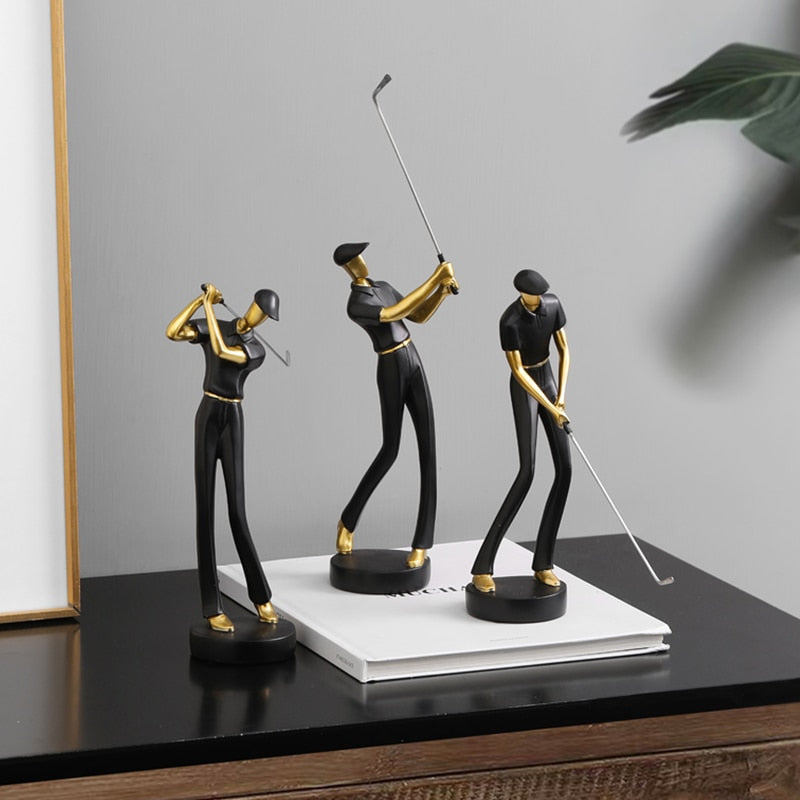 Golf Mensch Statue Harzkunst Kreative Skulptur Büro Dekor Zubehör Moderne Handwerkskunst Schrank Tischfiguren Heimdekoration