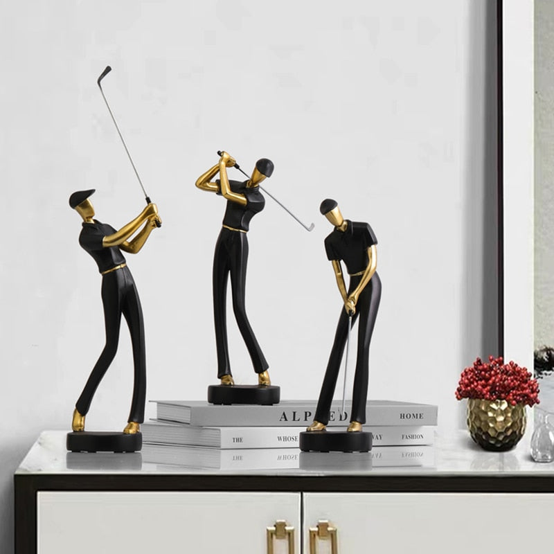 Golf Mensch Statue Harzkunst Kreative Skulptur Büro Dekor Zubehör Moderne Handwerkskunst Schrank Tischfiguren Heimdekoration