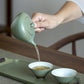 Grüner Keramik Kyusu Teekannen Vintage Chinesische Kung Fu Teekanne Trinkgeschirr
