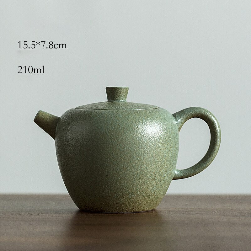 Grüner Keramik Kyusu Teekannen Vintage Chinesische Kung Fu Teekanne Trinkgeschirr