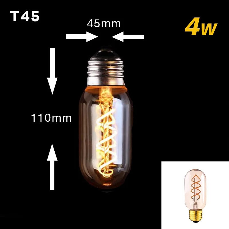 Dimmable Vintage LED-Birne (3W, E27-Basis) - Goldspiral-Glühfaden für Kronleuchter & dekorative Beleuchtung