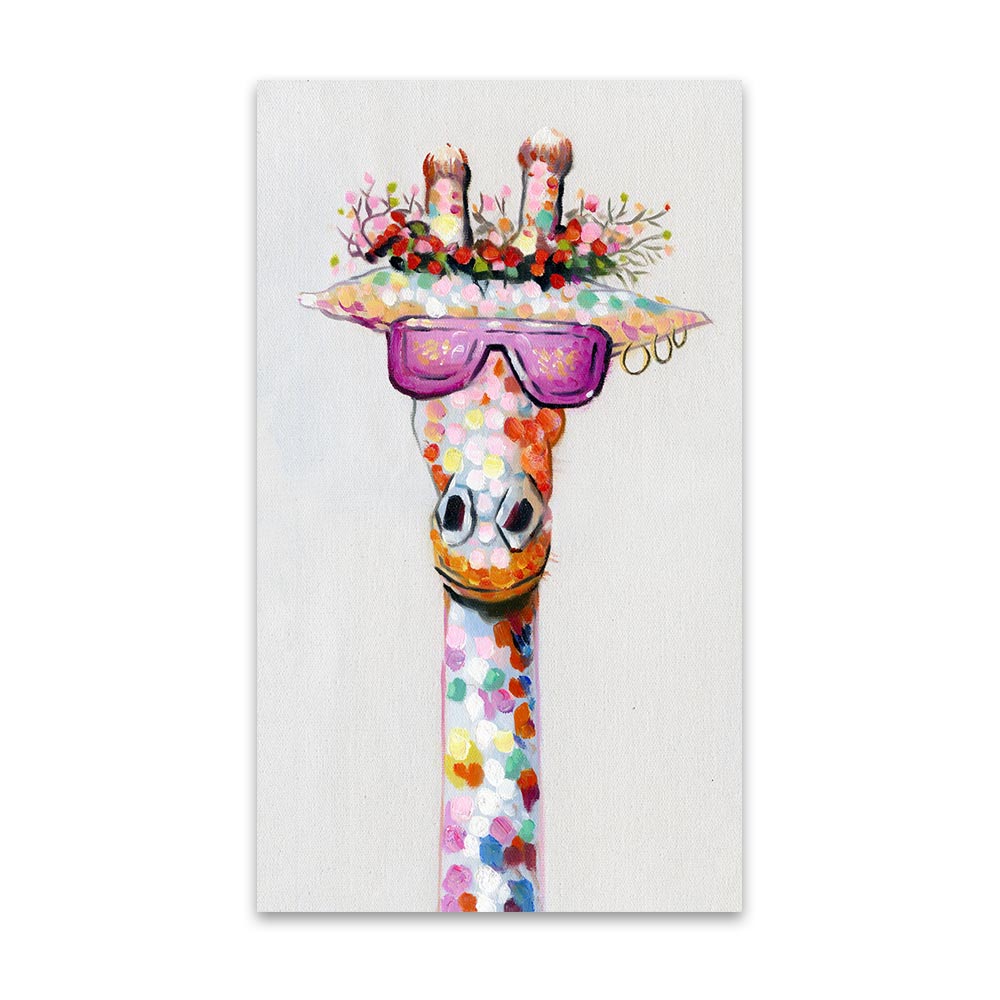 Wandkunst-Leinwanddruck, farbiges Tierbild, Giraffengemälde, Familie für Wohnzimmer, Heimdekoration, ohne Rahmen