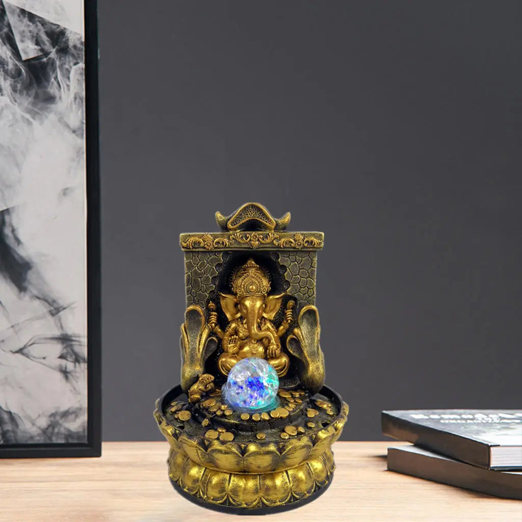 Atemberaubende Ganesha-Statue mit LED-Innen-Wasserquelle