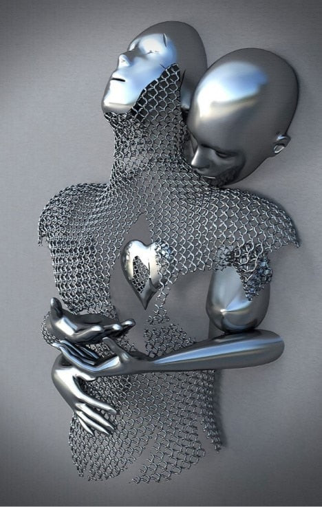 Metallfigur Statues Stile Abstraktes Leinwandgemälde Paare Wandkunst Liebes-Skulptur Poster Druck Wohnkultur Wohnzimmer Geschenke