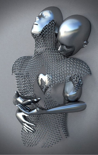 Metallfigur Statues Stile Abstraktes Leinwandgemälde Paare Wandkunst Liebes-Skulptur Poster Druck Wohnkultur Wohnzimmer Geschenke