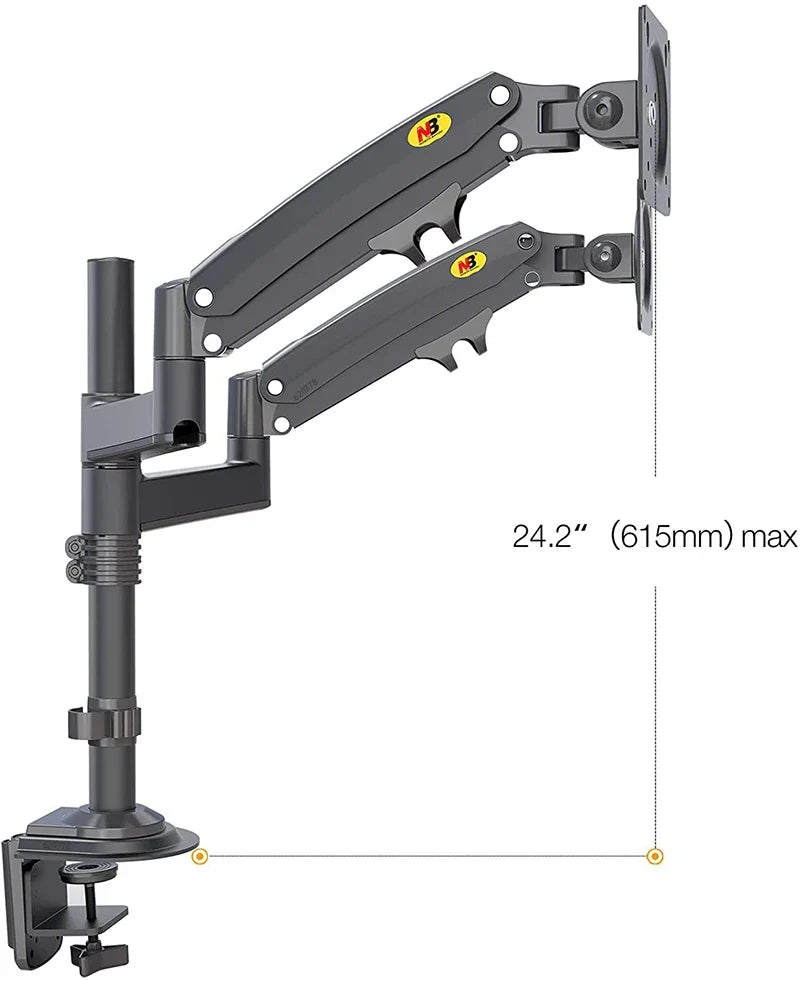 Doppelter Monitorarm | 22"-32" | Vollbeweglich | Gasfeder | Ergonomisch