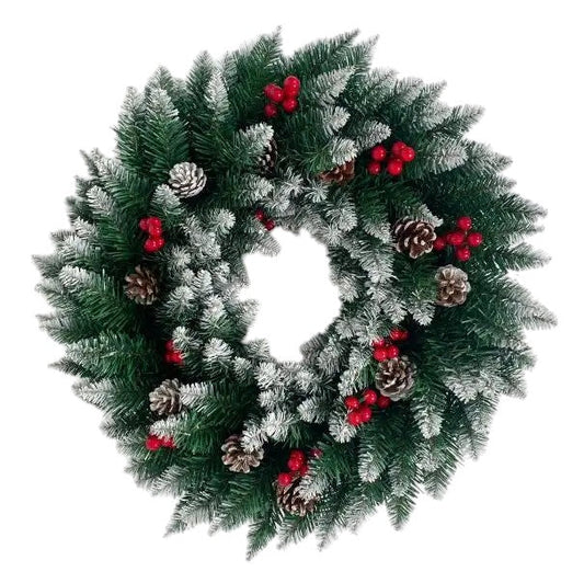 Frendorf | 12'' Mischkegelkerzenkranz - Festliches Feiertagszentrum mit üppigem Grün für Weihnachtsdekoration - Perfekt für Tischdekorationen, Kaminsimse und Wohnkultur