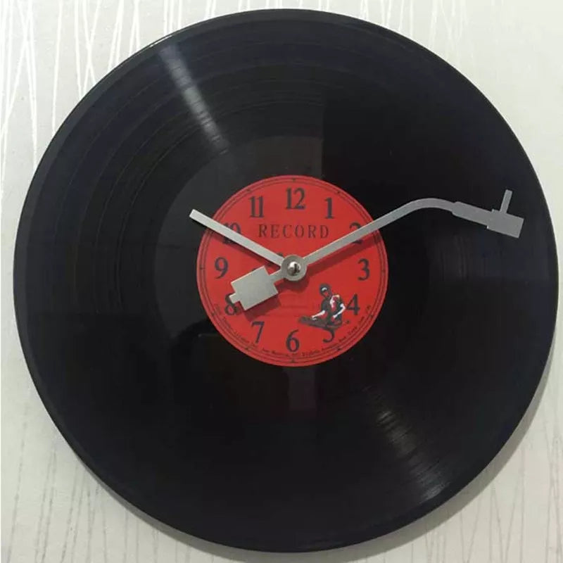 Europäische Retro nostalgische ultraleise Uhr Vinyl-Schallplatten Persönlichkeits-Wanduhr Café Bar dekorative Wanduhr