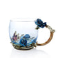 Handgefertigte Emaille Kaffeetassen Rosen-Glas Teetasse mit Stahllöffel Luxus Einzigartige Geschenke für Hochzeit Valentinstag Geburtstagsgeschenke